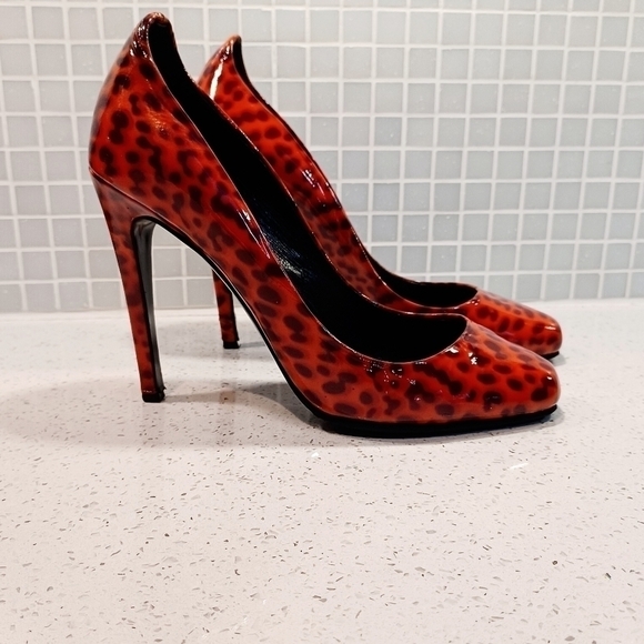 JEROME C Rousseau Aizza leopard red pumps heels shoes 👠 - Picture 3 of 9